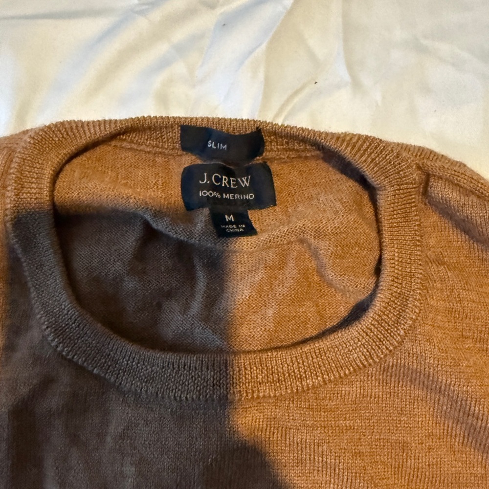 J. Crew Men's Tan Merino Wool Crewneck Sweater
